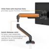 BRATECK Elemental Gaming Monitor Arm with RGB Lighting - Fits 17"-32" Flat/Curved Monitors, Matte Black & Orange - Brateck-LDT63-C012GL Orange