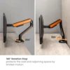 BRATECK Elemental Gaming Monitor Arm with RGB Lighting - Fits 17"-32" Flat/Curved Monitors, Matte Black & Orange - Brateck-LDT63-C012GL Orange