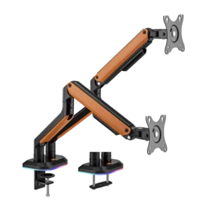 62fd9619327ffa00024f3c0f BRATECK Elemental Dual Mechanical Spring Gaming Monitor Arm with RGB Lighting - Brateck-LDT63-C024GL Orange