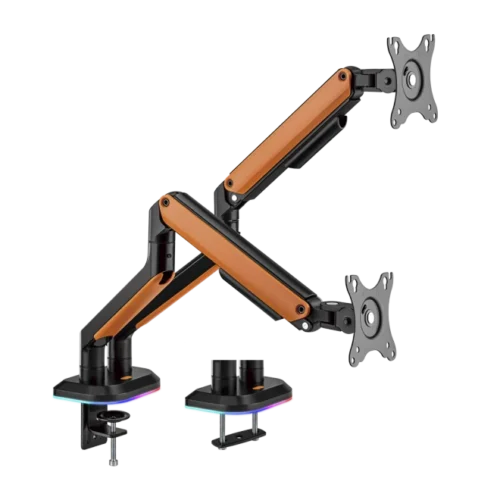 BRATECK Elemental Dual Mechanical Spring Gaming Monitor Arm with RGB Lighting - Brateck-LDT63-C024GL Orange