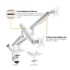 62fd9adf327ffa00024f41d1 BRATECK Dual-Monitor NEO Slim Mechanical Spring Arm for 17-32" Displays Fine Texture White - Brateck-LDT68-C024 White
