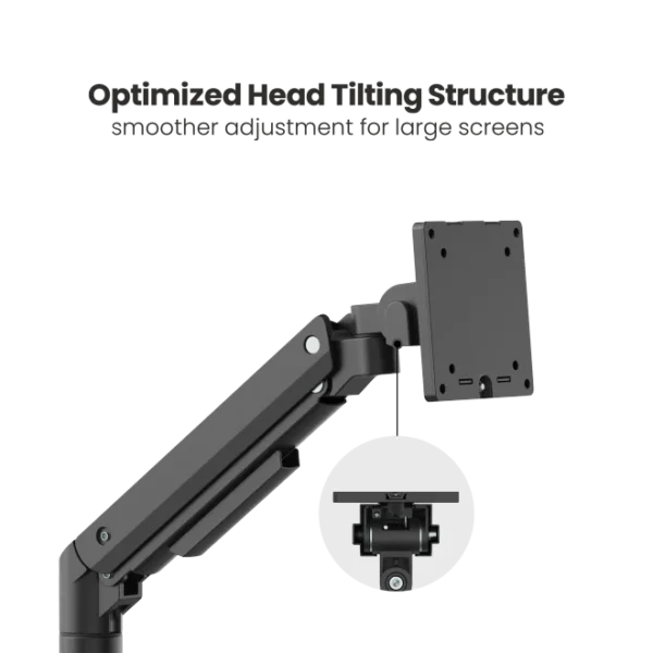 BRATECK Heavy-Duty Gas Spring Single Monitor Arm for 17-49" Displays - 20kg Capacity - Brateck-LDT69-C012 Black