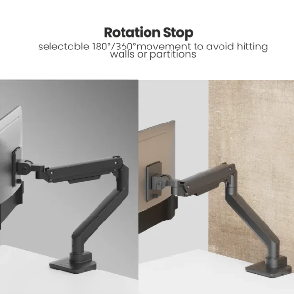 BRATECK Heavy-Duty Gas Spring Single Monitor Arm for 17-49" Displays - 20kg Capacity - Brateck-LDT69-C012 Black