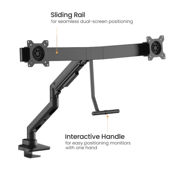 3a110a1d-23b5-5082-3bd1-3652bee95d06 BRATECK Heavy-Duty Gas Spring Dual Monitor Arm for 17-32" Displays, Fine Texture Black - Brateck-LDT69-C022 Black
