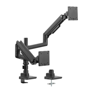BRATECK Heavy-Duty Pole-Mounted Gas Spring Dual Monitor Arm Stacked for 17-49" Displays - Brateck-LDT69-C024P Black