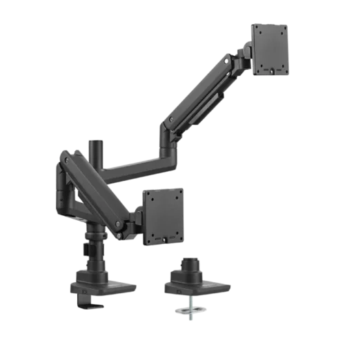BRATECK Heavy-Duty Pole-Mounted Gas Spring Dual Monitor Arm Stacked for 17-49" Displays - Brateck-LDT69-C024P Black