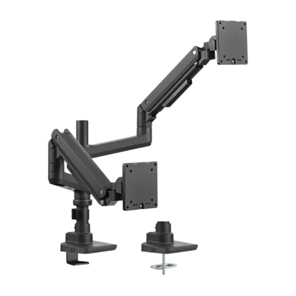 3a110a1a-bd68-c349-a0a3-d0400c1c891c BRATECK Heavy-Duty Pole-Mounted Gas Spring Dual Monitor Arm Stacked for 17-49" Displays - Brateck-LDT69-C024P Black