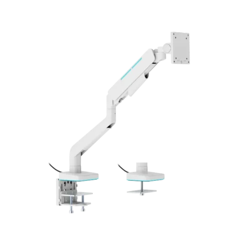 BRATECK Heavy-Duty RGB Gaming Monitor Arm - Fits 17"-49" Screens, Gas Spring, Matte White - Brateck-LDT85-C012L White