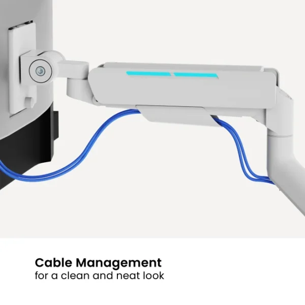 6718881a8e2aa88975cfacce BRATECK Heavy-Duty RGB Gaming Monitor Arm - Fits 17"-49" Screens, Gas Spring, Matte White - Brateck-LDT85-C012L White