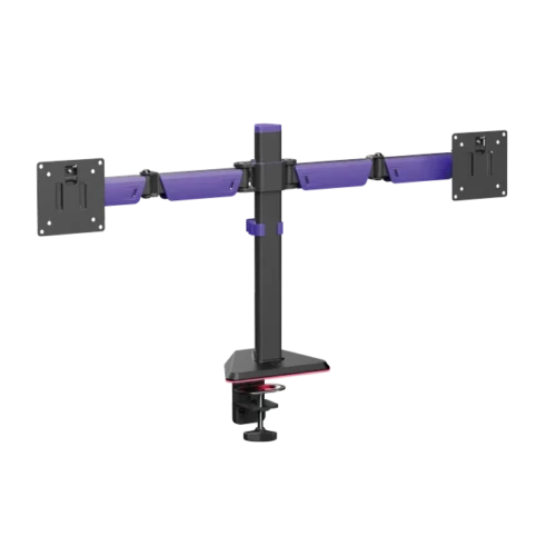 BRATECK Amethyst Articulating RGB Gaming Dual Monitor Arm - Fits Two 17"-32" Screens, Up to 12kg - Brateck-LDT89-C024L