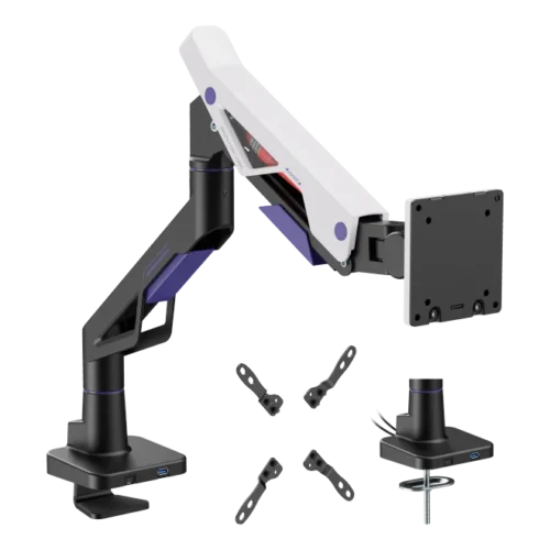 BRATECK Atlas Neo Heavy-Duty Gas Spring Gaming Monitor Arm - Fits 24"-57" Ultrawide Screens, Up to 30kg - Brateck-LDT95-C012 White