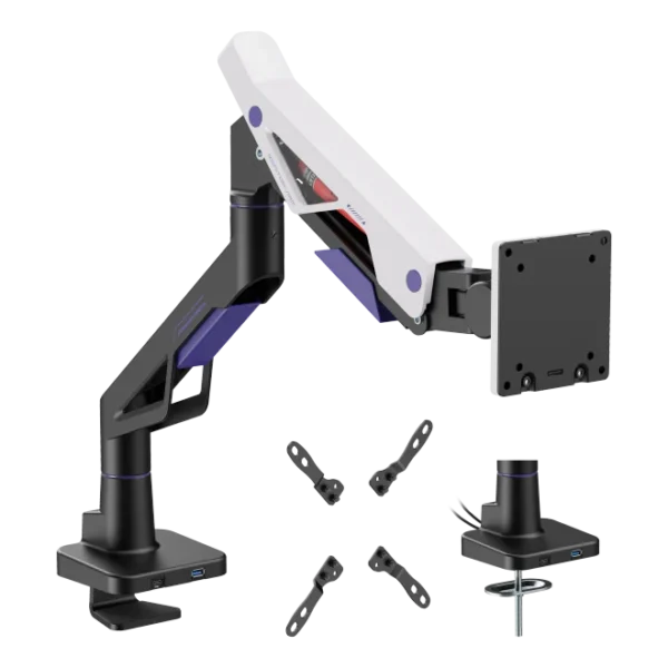 BRATECK Atlas Neo Heavy-Duty Gas Spring Gaming Monitor Arm - Fits 24"-57" Ultrawide Screens, Up to 30kg - Brateck-LDT95-C012 White