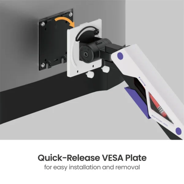 687885a5732dc269d5ee1897 BRATECK Atlas Neo Gaming Monitor Arm with USB-A and USB-C Ports for 24"-57" Screens - Brateck-LDT95-C012UC White