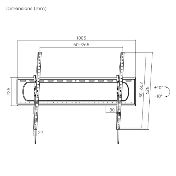 BRATECK Heavy Duty Tilt TV Wall Mount for 60 to 120 Inch Displays 120kg VESA 900x600 - Brateck-LP73-69T