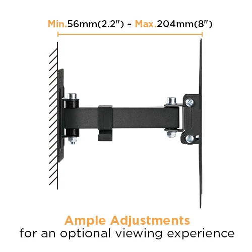 BRATECK Economical Full-Motion TV Wall Mount for 23-43 Inch Flat and Curved Screens - 30kg Capacity - Brateck-LPA68-221