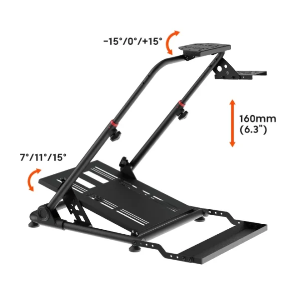 BRATECK Folding Racing Simulator Wheel Stand with Gear Shifter - Steel 20kg Capacity - Brateck-LRS10-KP01 Black