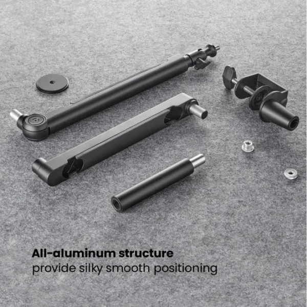 6567f0ce327ffa000253c7b3 BRATECK Aluminum Professional Studio Microphone Arm - Low Profile 2kg Capacity Matte Black - Brateck-MDS13-2