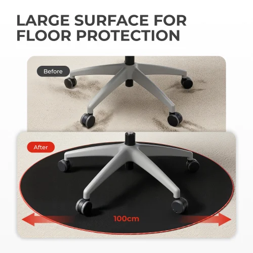 6a0524c55f300795fee71a7b BRATECK Rounded Gaming Chair Mat - 1000mm Diameter Smooth Fabric & Vulcanized Rubber Black - Brateck-MP06-10