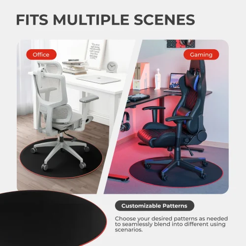 6a0524c65f300795fee71b2e BRATECK Rounded Gaming Chair Mat - 1000mm Diameter Smooth Fabric & Vulcanized Rubber Black - Brateck-MP06-10