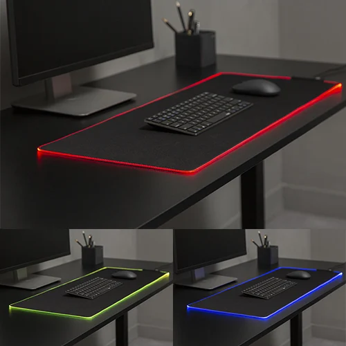 62f99587327ffa00020fac23 BRATECK Large RGB Gaming Mouse Pad - 800x300x4mm Water-Resistant Smooth Surface with 7-Color LED - Brateck-MP06-4