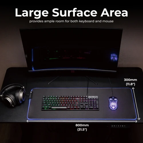 6aaa2de6ea1aca7aaf854b82 BRATECK Large RGB Gaming Mouse Pad - 800x300x4mm Water-Resistant Smooth Surface with 7-Color LED - Brateck-MP06-4