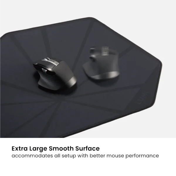 BRATECK 1200x600x4mm Extended Gaming Desk Pad - Black Multispandex Fabric & Rubber Base - Brateck-MP10-5L