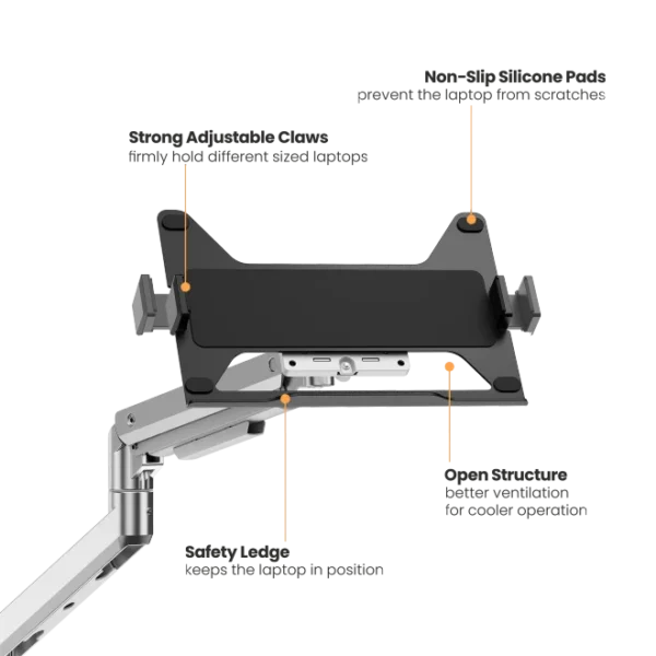 3a110a25-5657-f0c7-d8ba-0d5fe78d4710 BRATECK Universal Steel Laptop Holder for Monitor Arms 11.6"-17.3" VESA 75x75 - Brateck-NBH-6E Black