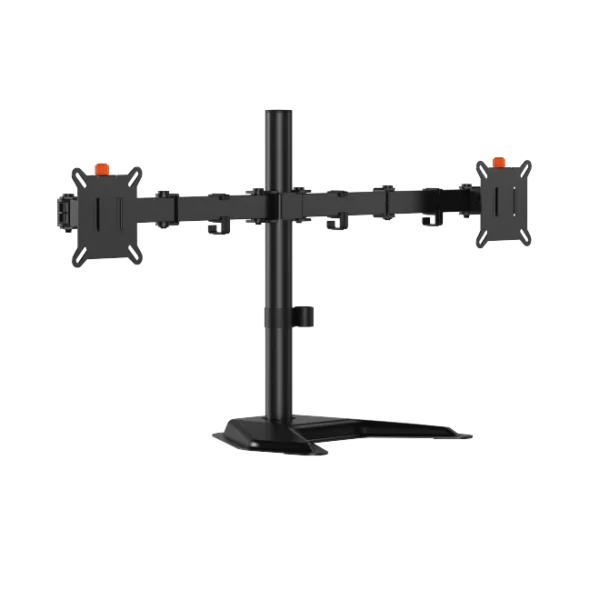 6941269bf36ce425d092edbd BRATECK Signature Dual-Monitor Steel Articulating Monitor Stand with Freestanding Base and Quick Release VESA - BT-AMA-B2FS