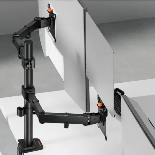 69f086f65501f8e90ce22272 BRATECK Signature Steel Articulating Monitor Mount with Laptop Tray and Quick Release VESA - BT-AMA-B2LH