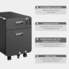 691570c3be70c4d6537dd6bb LUMIVIDA 2-Drawer Locking Mobile File Cabinet with Adjustable File Rack and Nylon Casters - CAB03-1