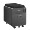 6a0c20726e4cd8e9db8fb9f2 LUMIVIDA Matte Black 2-Drawer Locking Mobile File Cabinet with Seat Cushion and Adjustable File Rack - CAB03-2