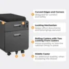 69378f6ea436f7f993de745d LUMIVIDA Matte Black 2-Drawer Locking Mobile File Cabinet with Seat Cushion and Adjustable File Rack - CAB03-2
