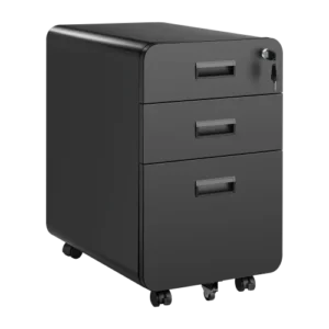 69e5b736d526ac099a199d0e LUMIVIDA Matte Black 3-Drawer Locking Mobile File Cabinet with Adjustable File Rack and Nylon Casters - CAB03-3