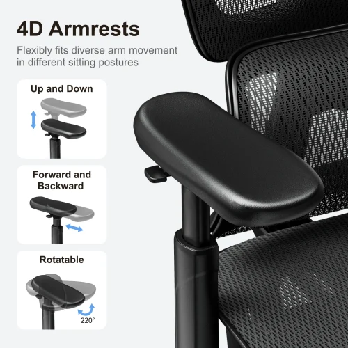 685a74f4aa7b8a93f6237b9c LUMIVIDA Ergonomic Office Chair with Adjustable Headrest Backrest Lumbar Support and 3D Armrests 150kg Capacity - CH10-10