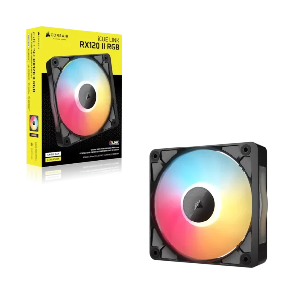 iCUE_LINK_RX120_II_RGB_Black_Artboard08_AA CORSAIR - RX120 II RGB 120mm PWM PC Fan - Magnetic Dome Bearing - Black - CO-9051057-WW