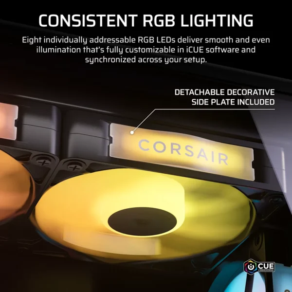 iCUE_LINK_RX120_II_RGB_Black_Artboard05_AA CORSAIR - RX120 II RGB 120mm PWM PC Fan - Magnetic Dome Bearing - Black - CO-9051057-WW