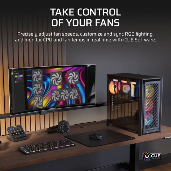 iCUE_LINK_RX120_II_RGB_Black_Artboard07_AA CORSAIR - RX120 II RGB 120mm PWM PC Fan - Magnetic Dome Bearing - Black - CO-9051057-WW