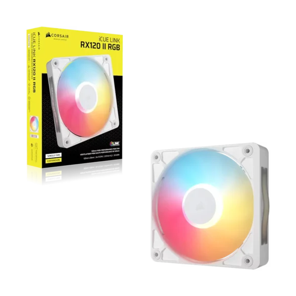 iCUE_LINK_RX120_II_RGB_White_Artboard08_AA CORSAIR - RX120 II RGB 120mm PWM PC Fan Expansion - White - CO-9051058-WW