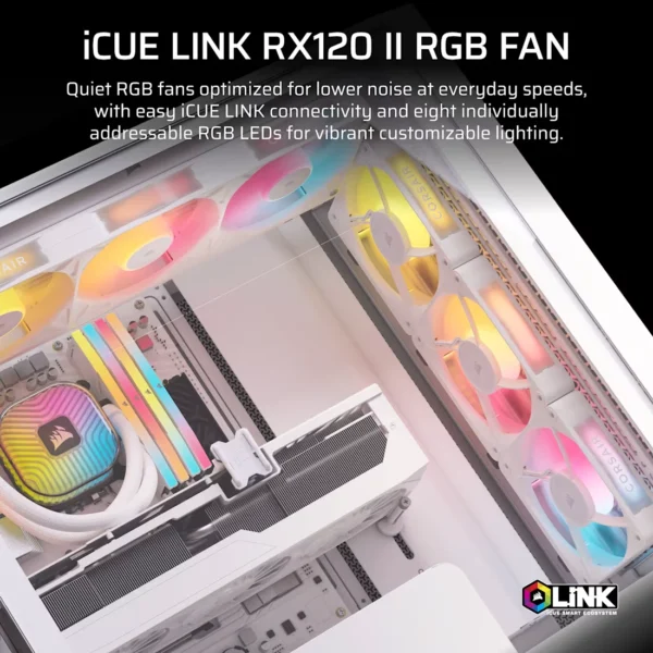 iCUE_LINK_RX120_II_RGB_White_Artboard02_AA CORSAIR - RX120 II RGB 120mm PWM PC Fan Expansion - White - CO-9051058-WW