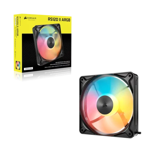 CORSAIR - RS120 II ARGB 120mm PWM Case Fan - Magnetic Dome Bearing - AirGuide Technology - Black - CO-9051069-WW