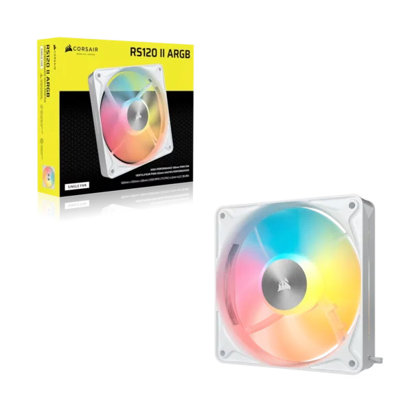 RS120_II_ARGB_White_Artboard08_AA_stqwah CORSAIR - RS120 II ARGB White 120mm PWM Fan Single Pack - CO-9051070-WW