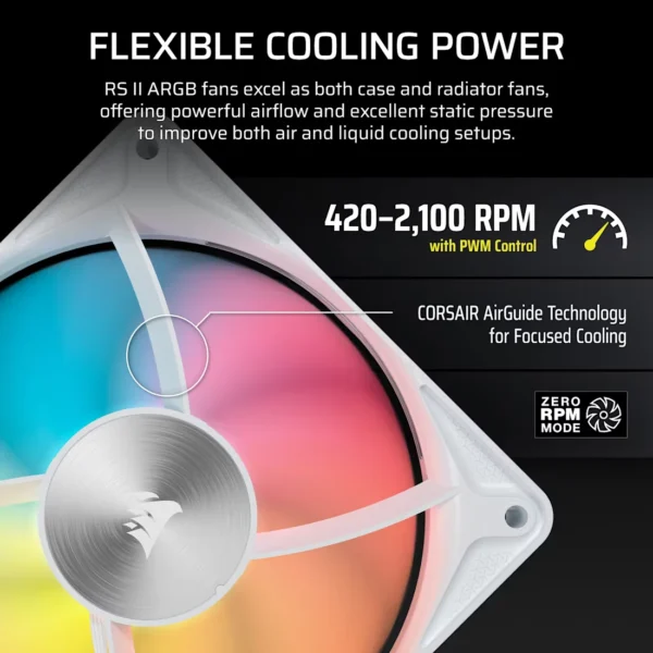 RS120_II_ARGB_White_Artboard06_AA_agnvx7 CORSAIR - RS120 II ARGB White 120mm PWM Fan Single Pack - CO-9051070-WW
