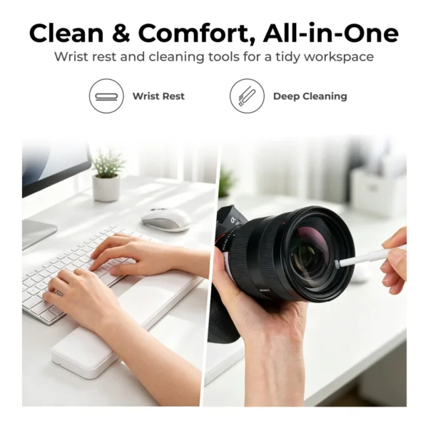 6a3a187db92e68f965d2c530 LUMIVIDA 22-in-1 Multifunction Desk Cleaning Kit with Ergonomic Wrist Support and Spray Bottle - White - CTK02-9