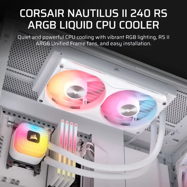 NAUTILUS_II_240_RS_ARGB_White_Artboard02_AA_xvcw1w CORSAIR - NAUTILUS II 240 RS ARGB 240mm Liquid CPU Cooler - White - CW-9061048-WW