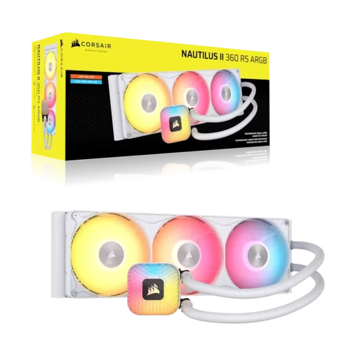 CORSAIR - NAUTILUS II 360 RS ARGB 360mm Liquid CPU Cooler - White - CW-9061050-WW