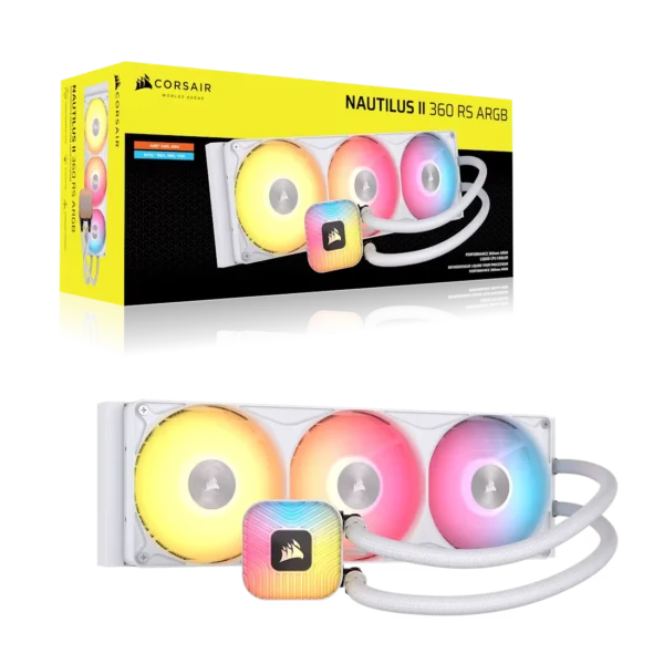 NAUTILUS_II_360_RS_ARGB_White_Artboard08_AA_u7yoto CORSAIR - NAUTILUS II 360 RS ARGB 360mm Liquid CPU Cooler - White - CW-9061050-WW