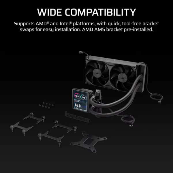 NAUTILUS_II_240_RS_LCD_BLK_07 CORSAIR - NAUTILUS II 240 RS LCD - 240mm Liquid CPU Cooler - Black - CW-9061051-WW