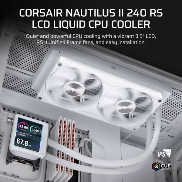 NAUTILUS_II_240_RS_LCD_WHT_02 CORSAIR - NAUTILUS II 240 RS LCD - White 240mm Liquid CPU Cooler - CW-9061052-WW