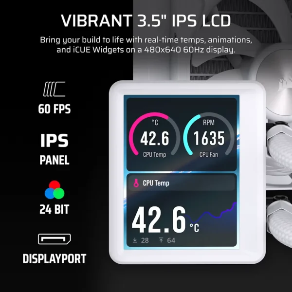 NAUTILUS_II_240_RS_LCD_WHT_03 CORSAIR - NAUTILUS II 240 RS LCD - White 240mm Liquid CPU Cooler - CW-9061052-WW