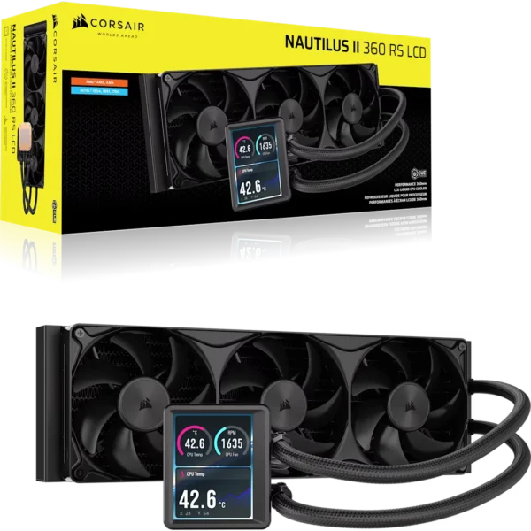 NAUTILUS_II_360_RS_LCD_BLK_09 CORSAIR Nautilus II 360 RS LCD 360mm Liquid CPU Cooler with FlowDrive 2S Pump and IPS Screen - CW-9061053-WW